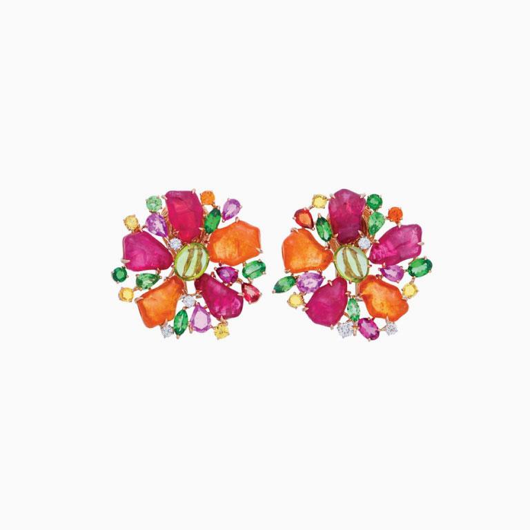 Multi Stone Blossom Earrings